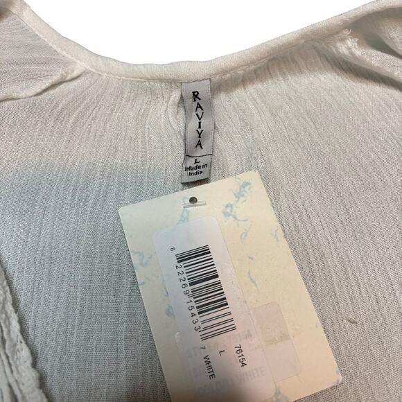 Raviya White Crochet Lace Tiered Bell Sleeve Boho Cover-Up Dress L NWT - Picture 5 of 7